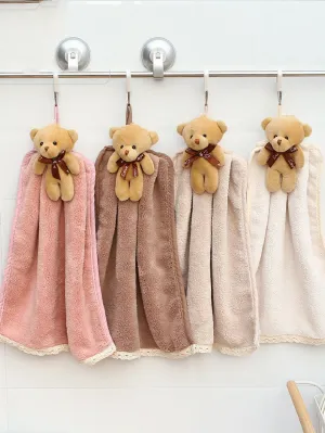 1pc Bear Decor Random Color Hand Towel