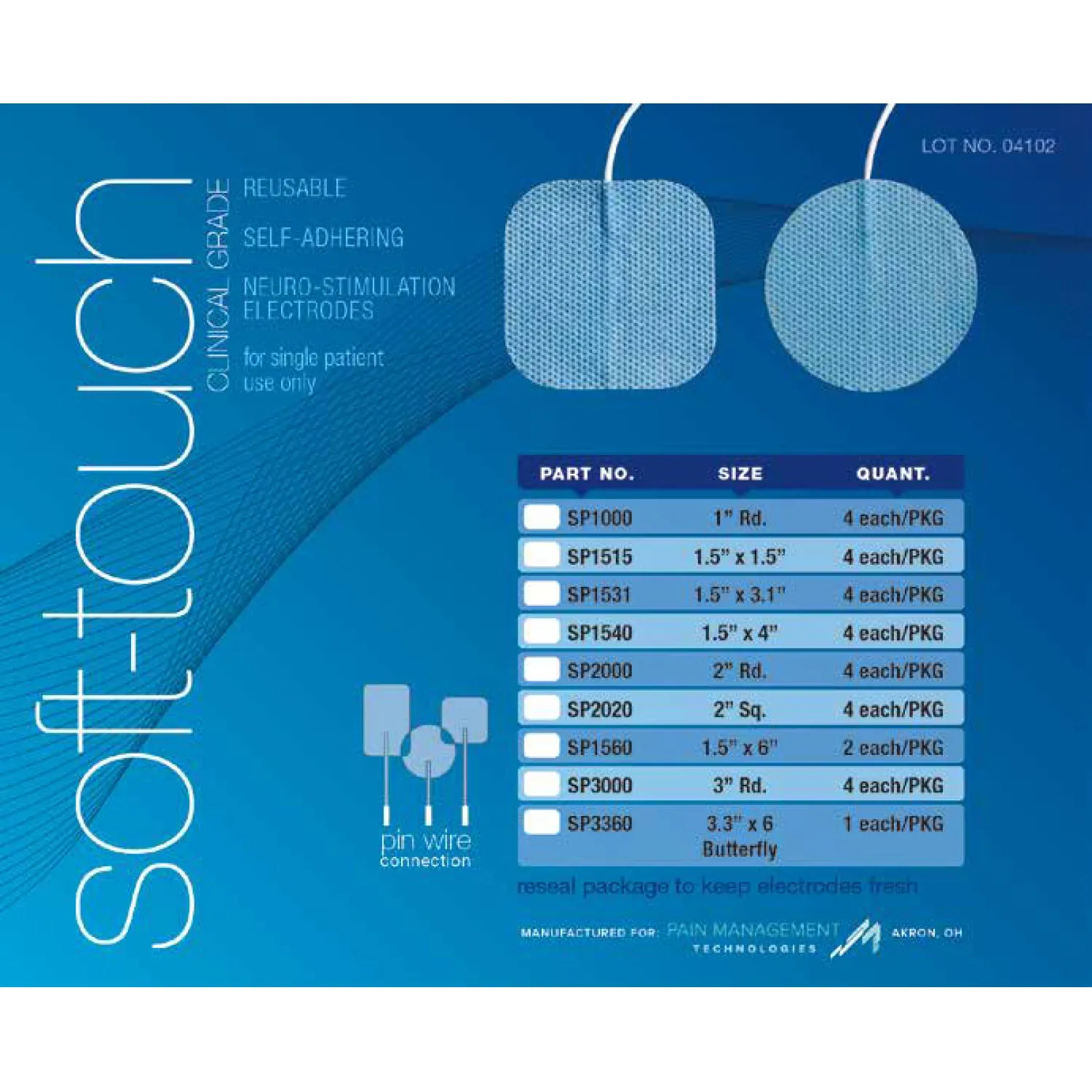 3” Round Soft-Touch Clinical Grade Electrodes, 4-pk