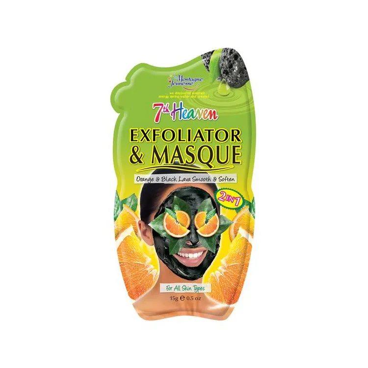 7th Heaven Exfoliator and Mask Orange and Black Lava, 15g