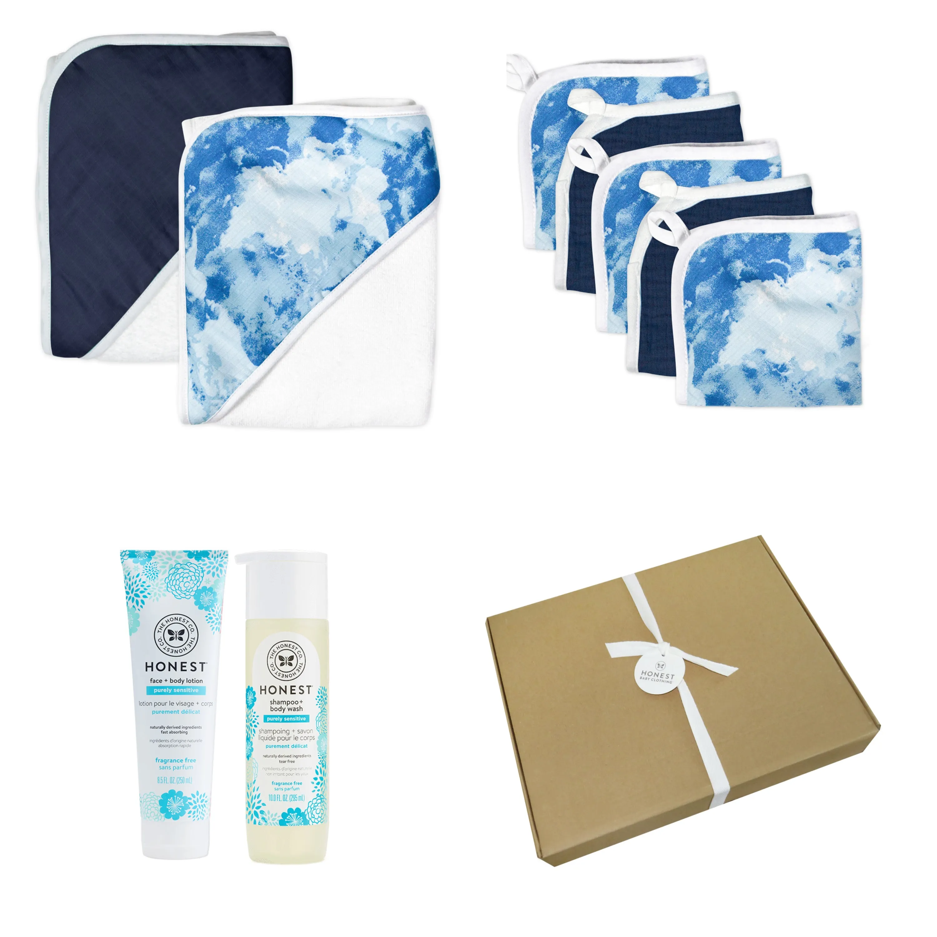 9-Piece BUBBLES & CUDDLES Organic Cotton Bath Gift Set