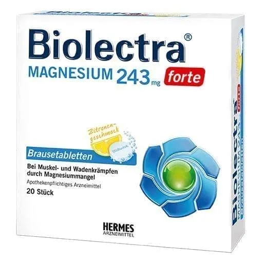 BIOLECTRA Magnesium 243 forte lemon effervescent tablet. 20 pcs