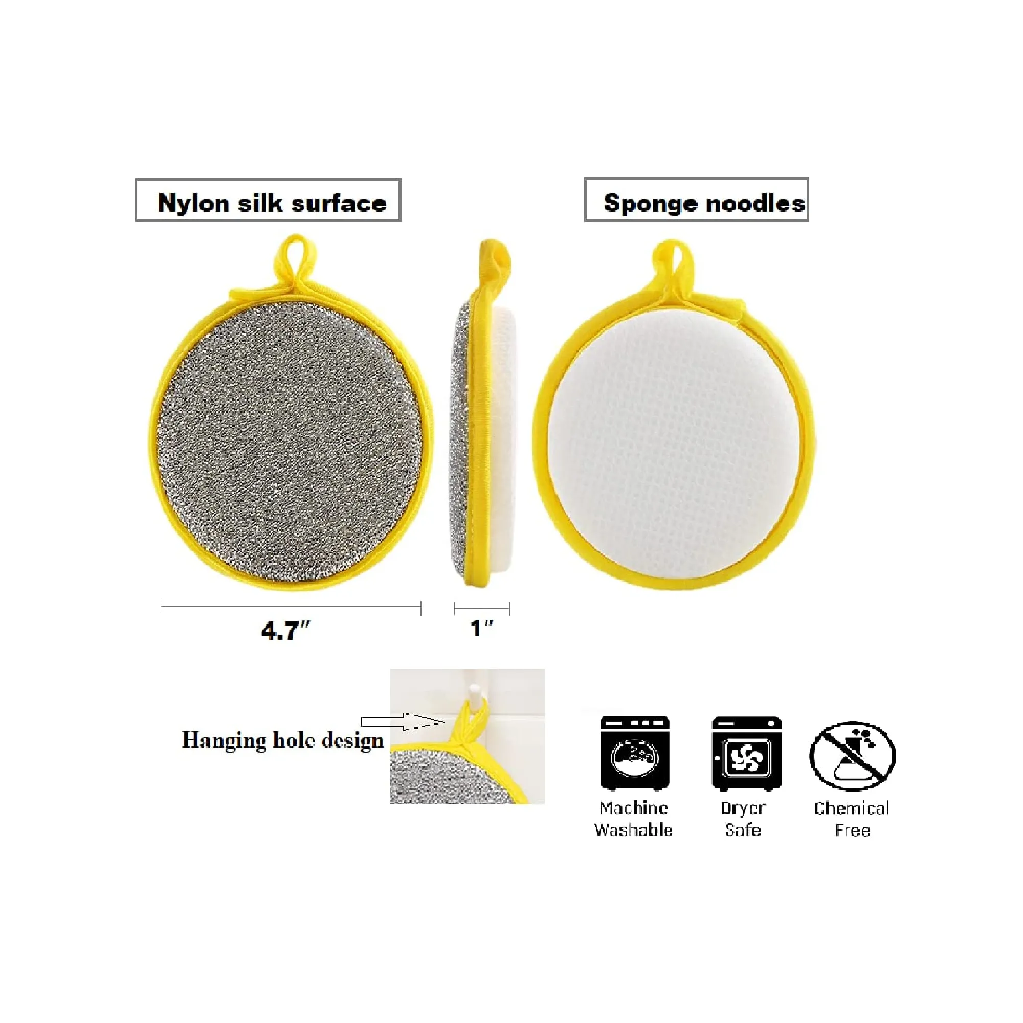 Durable Double-Sided Dishwashing Sponge| Reusable Sponge Pad