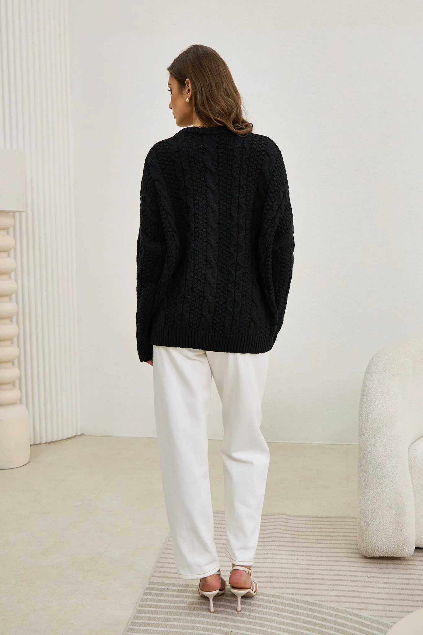 Faith Black Cable Knit Sweater