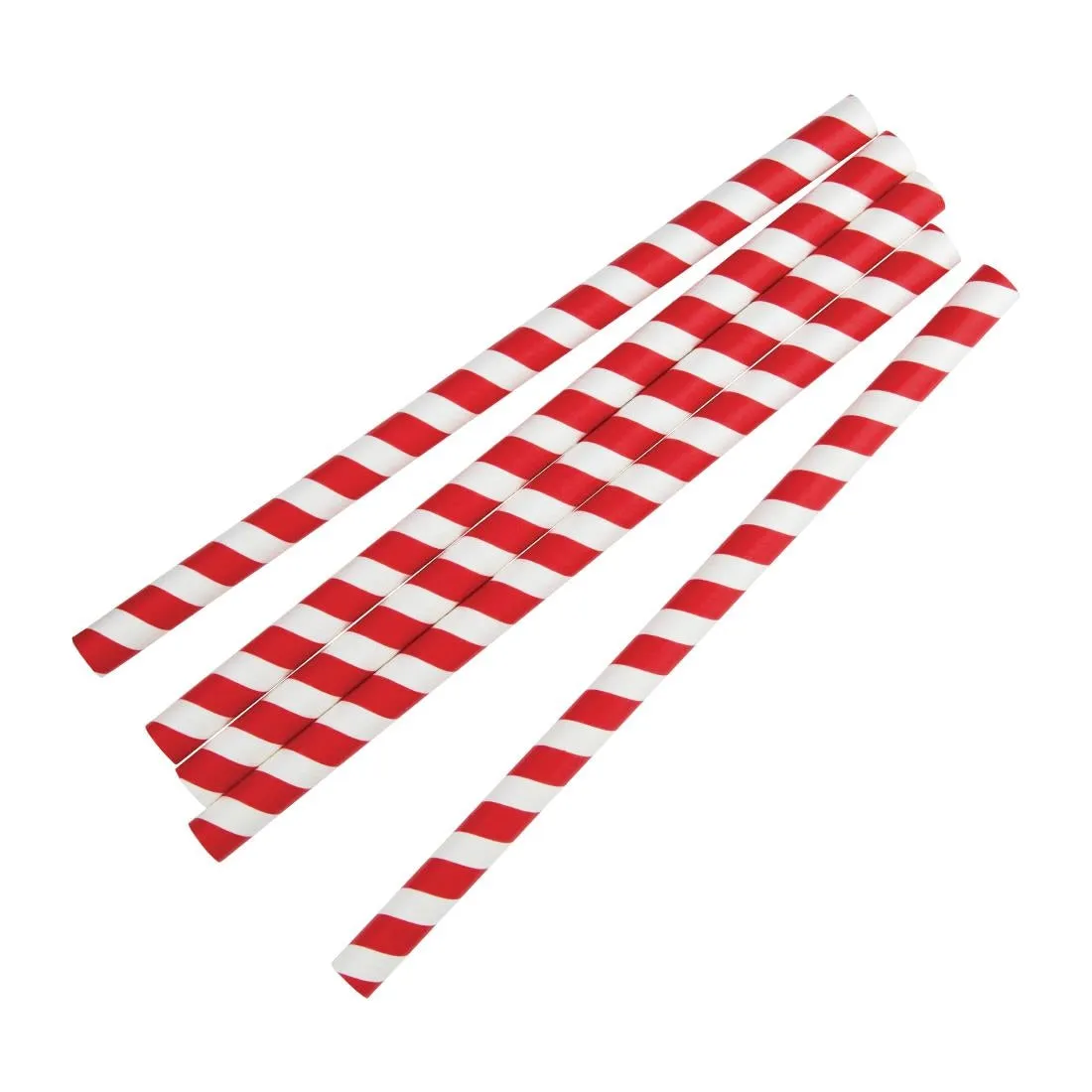 FB147 Fiesta Compostable Paper Smoothie Straws Red Stripes (Pack of 250)