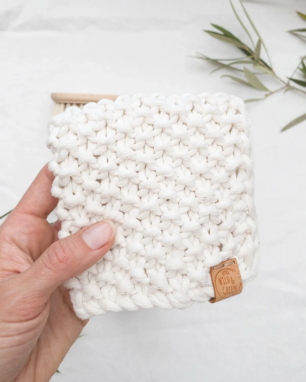 Hand Knitted Wash Cloths - Beige  <br> Little Wild & Green