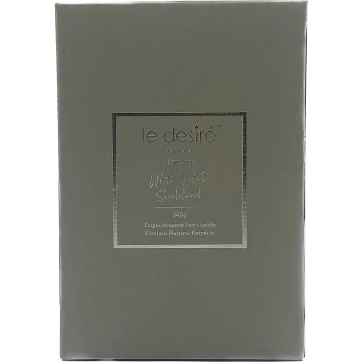 Le Desire Timeless Scented Soy Candle - White Violet Sandalwood - 340gr