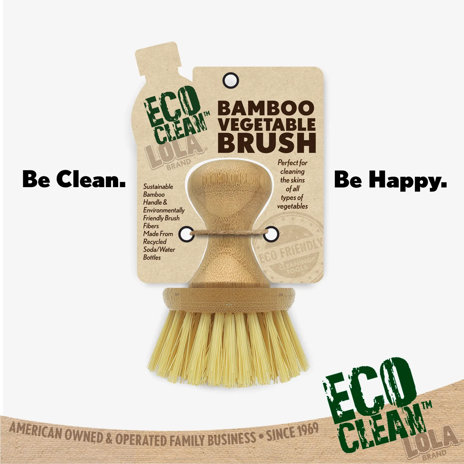 LOLA Eco-Clean Vegetable Cleaning Brush W/ Bamboo Knob, Eco-Friendly - 1 Count