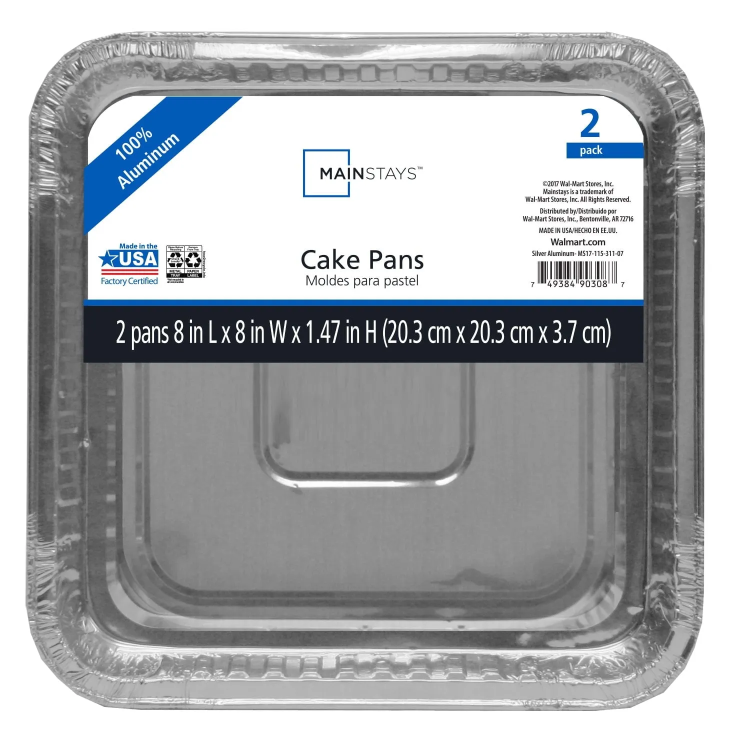 Mainstays Aluminum All-Purpose Baking Pan with Lid 1 Count Take-Out 16.63" x 11.88" x 2.63"