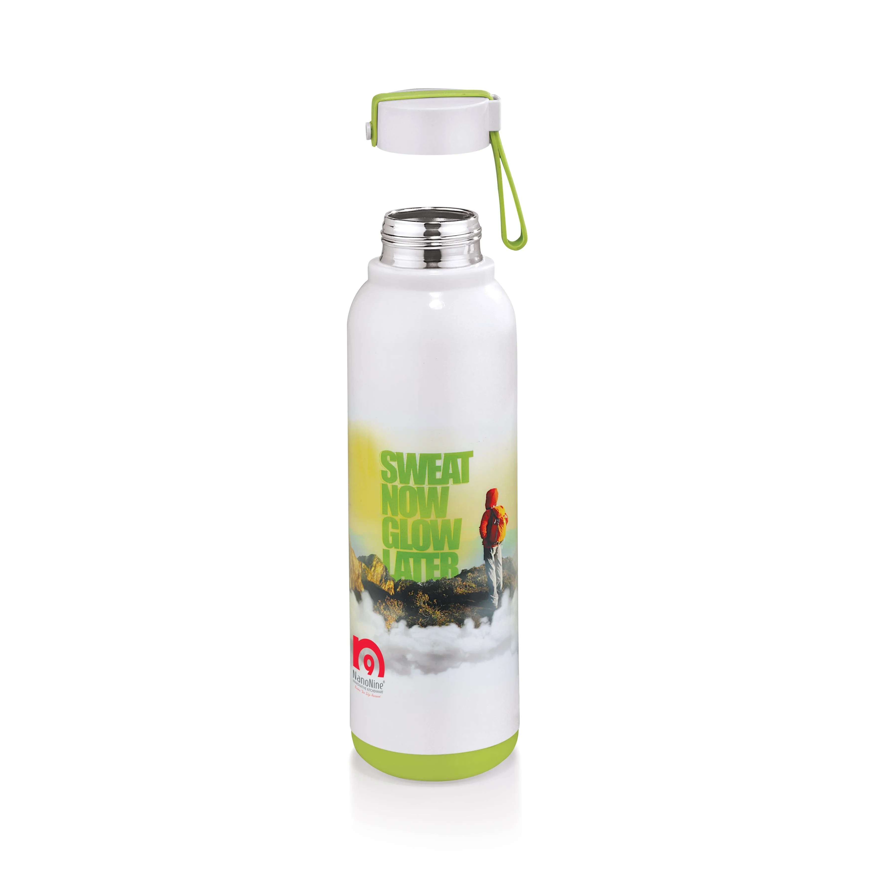 NanoNine Uni Steel 700ml (Sweat Now Glow Later Green) Double Wall Insulated Stainless Steel Bottle.