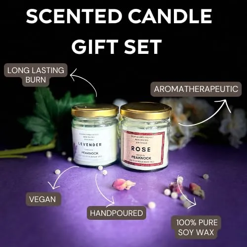 Scented Candles for Home Decor | 200ML Big Size High Fragrance Candles for Bedroom | Candles for Gifting | Combo Pack | (Rose-Levender-Jasmine)