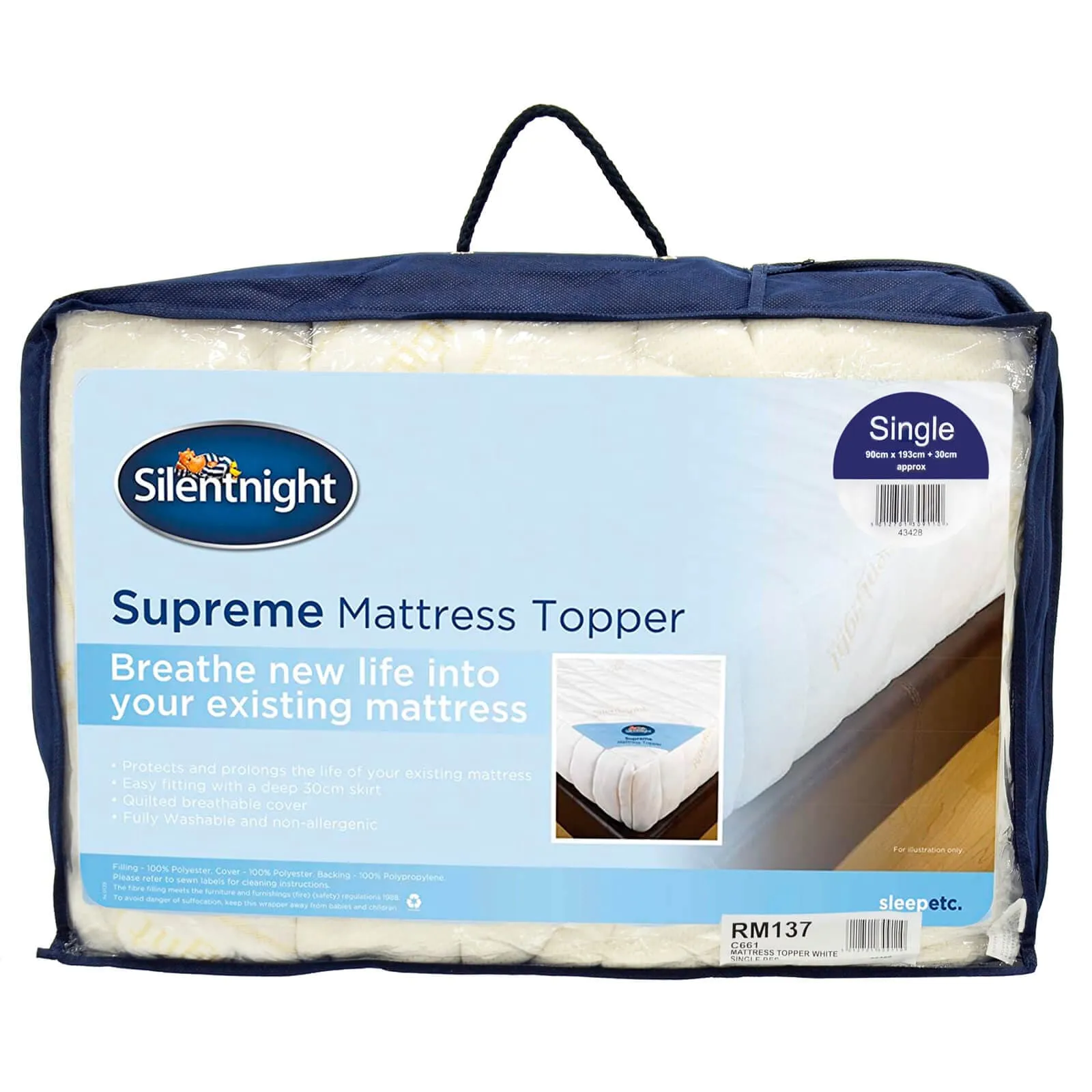 Silentnight Supreme Mattress Topper Soft Quilted Cover