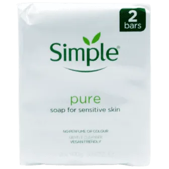 Simple Pure Bar Soap Twin Pack, 2 x 100g