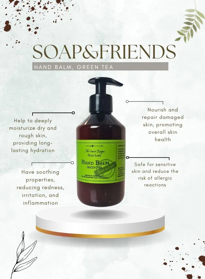 Soap&Friends Refreshing Hand Balm - Green Tea, Enriched with Shea Butter, 300 ml