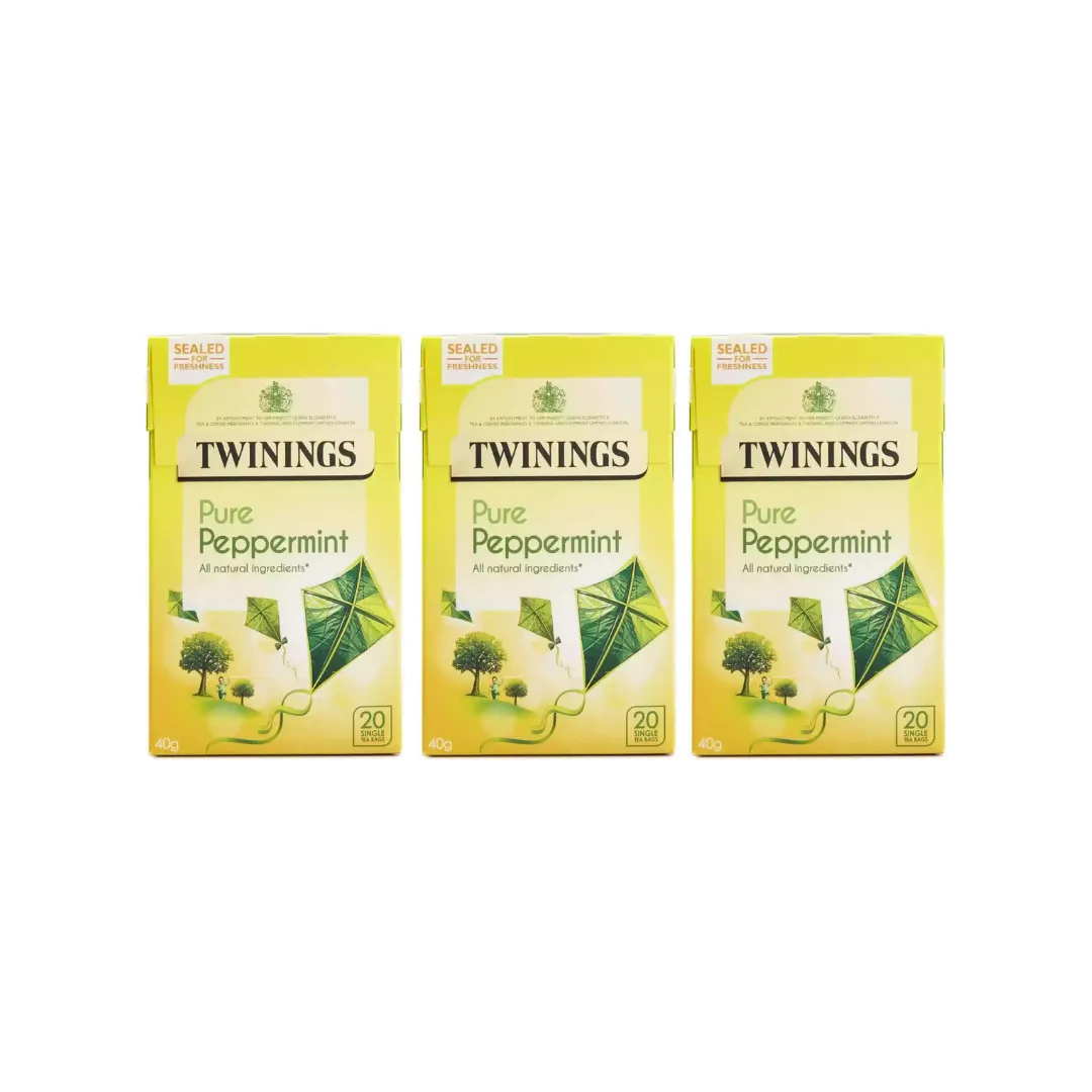 Twinings Pure Peppermint Tea, 20 Tea Bags (40g) – Pack of 3 | Peppermint Tea Twinings