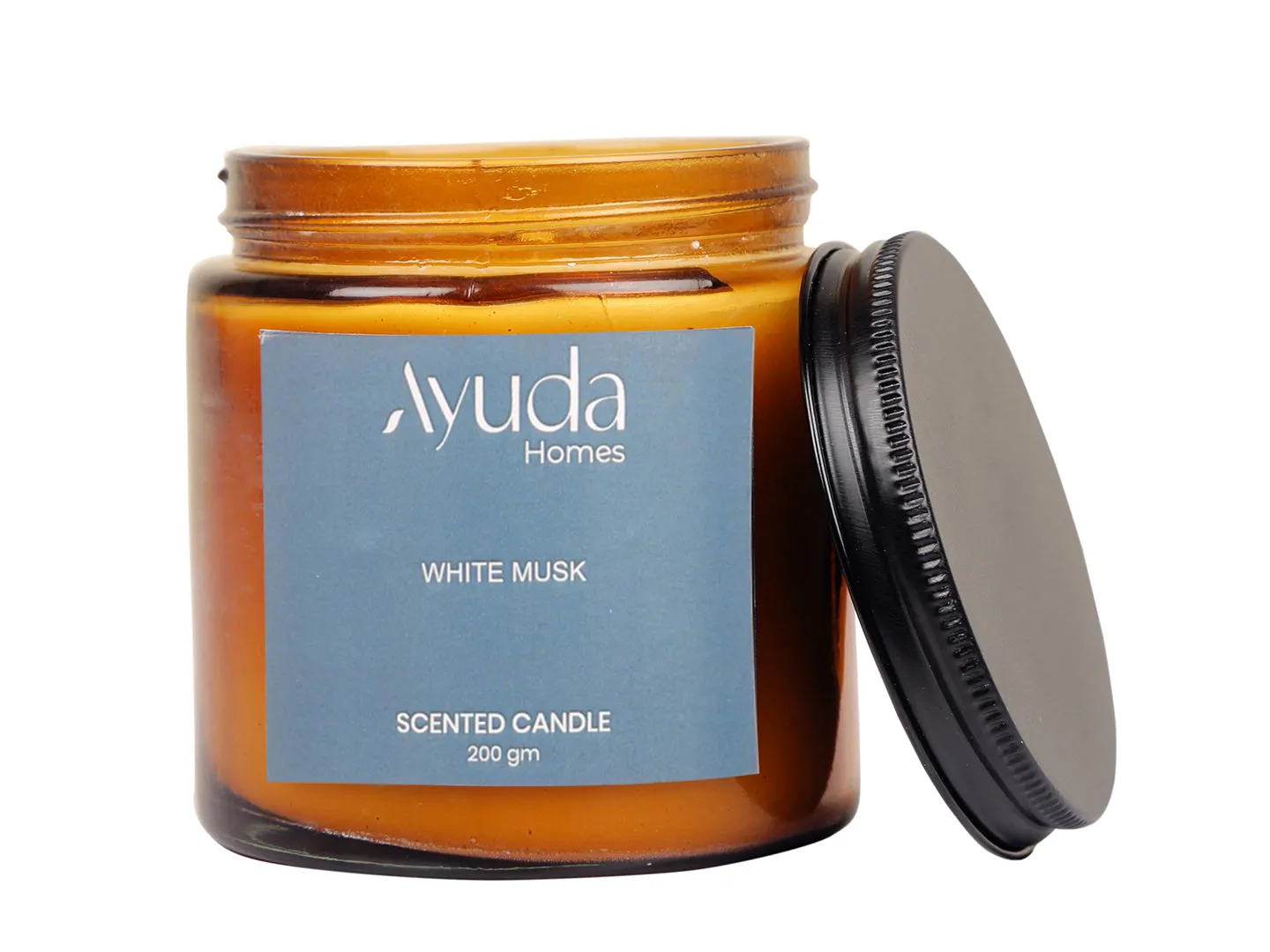 White Musk Scented Candle - Soy Wax | Amber Glass Jar